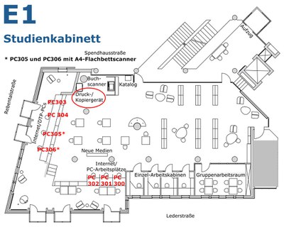 Internet-/Arbeits-PCs im Studienkabinett