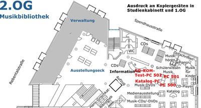 Internet-/Arbeits-PCs in der Musikbibliothek/2.OG