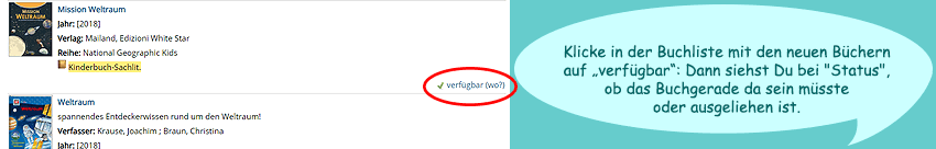 Ausleih-Status der neuen Bücher